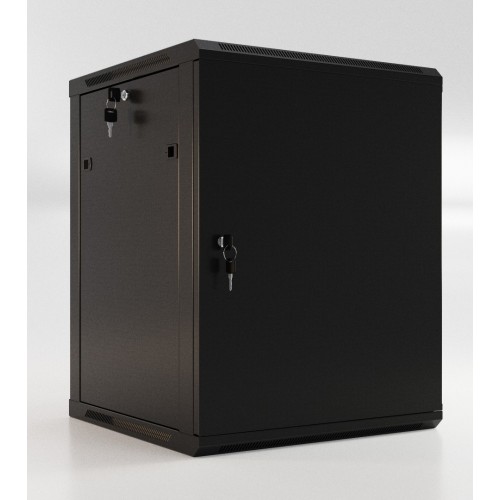 Шкаф напольный 19" 12U, 650x600х600мм, металлич. передняя дверь, с возможностью установки на ножки TWB-FC-1266-SR-RAL9004