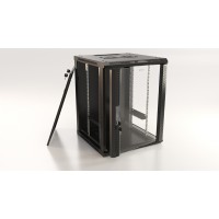 Шкаф напольный 19" 6U, 367x600х450мм, стеклянная дверь с перфорацией по бокам, ручка с замком