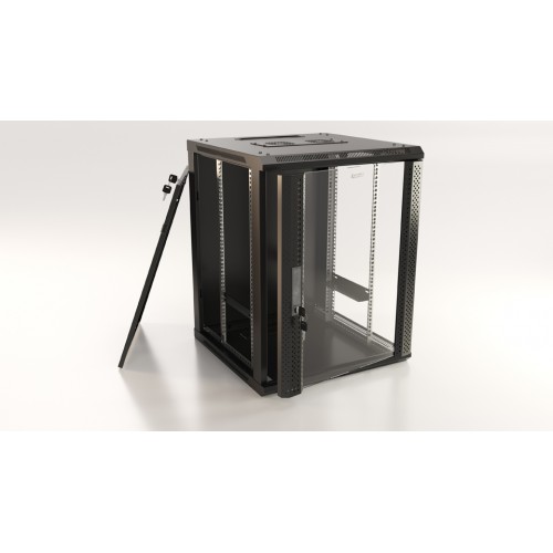 Шкаф напольный 19" 6U, 367x600х450мм, стеклянная дверь с перфорацией по бокам, ручка с замком TWB-0645-GP-RAL9004