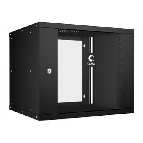 Cabeus WSC-05D-9U55/45-BK Шкаф телекоммуникационный настенный 19" 9U, серия LIGHT разборный, дверь стекло, цвет черный 10176c WSC-05D-9U55/45-BK