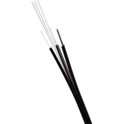 Дроп кабель с тросом 2 волокна SM G657 плоский внешний FTTH, PE, черный LAN-OFC-FOF2-S7-PE-T