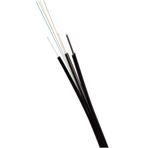 Дроп кабель с тросом 2 волокна OS2  универсальный  FRP, нг(А)-HF, черный LAN-OFC-FUF4-SU-HF-T