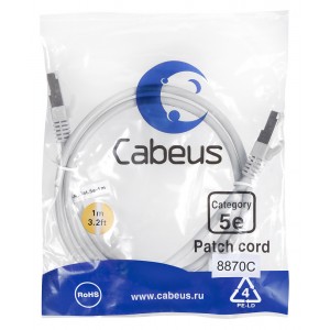 Cabeus PC-FTP-RJ45-Cat.5e-1m-LSZH Патч-корд F/UTP, категория 5е, 2xRJ45/8p8c, экранированный, серый