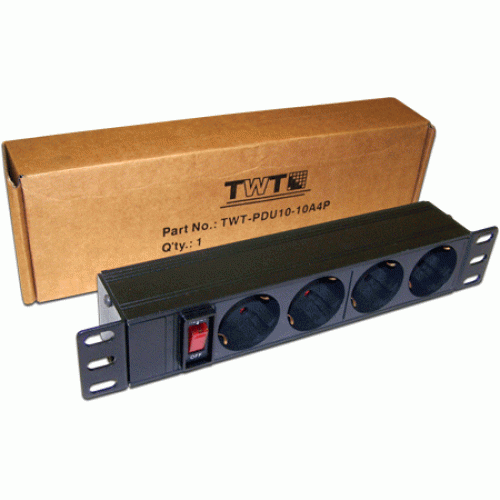 Блок розеток 4 шт., 10" 10A 250V, без шнура питания TWT-PDU10-10A4P