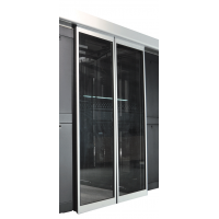 Автоматические раздвижные двери коридора 1200мм для шкафов LANMASTER DCS 48U, стекло, key-card замок
