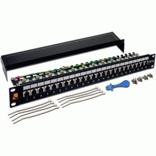 Патч-панель LANMASTER 24 порта с индикаторами, STP, кат.5E, 1U LAN-PPi24S5E