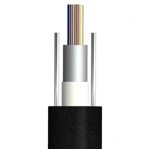 Кабель 8 волокон, одномод, внешний, небронированный, loose tube, 2 силов.эл. steel wire, GYXY, PE LAN-OFC-GYXY08S2