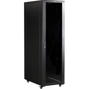 Шкаф серверный 18U 600x1000 19" TWT, черный, передняя дверь стекло, задняя дверь распашная металл