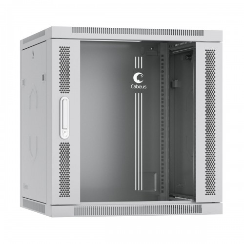 Шкаф 19" 12U 600x600 Cabeus телекоммуникационный настенный, дверь стекло, серый, разборный SH-05F-12U60/60