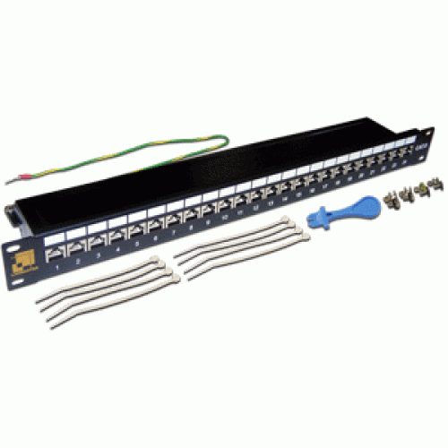 Патч-панель LANMASTER 24 порта с индикаторами, STP, кат.6, 1U LAN-PPi24S6