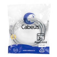 Cabeus PC-UTP-RJ45-Cat.5e-3m Патч-корд U/UTP, категория 5е, 2xRJ45/8p8c, неэкранированный, серый,PVC