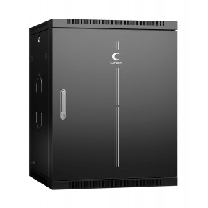 Шкаф 19" 15U 600x600 Cabeus телекоммуникационный настенный, металлическая дверь, черный, разборный