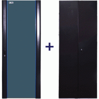 Комплект дверей 32U, 600 мм, черный, передняя - стекло, задняя - распашная металл
