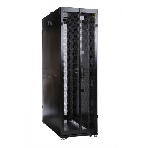 Шкаф ЦМО серверный ПРОФ напольный 48U (800x1200) дверь перфор., задние двойные перфор., в сборе ШТК-СП-48.8.12-48АА-9005