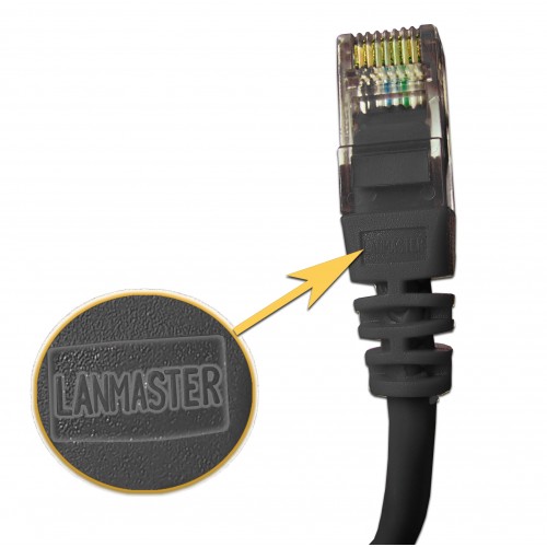 Патч-корд RJ45 UTP кат 5Е шнур медный LANMASTER 0.5 м черный LAN-45-45-0.5-BK