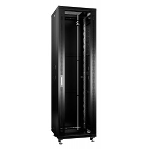 Cabeus Шкаф 19" 42U напольный телекоммуникационный 600x600 черный, разборный, дверь стекло