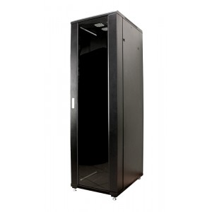 Шкаф 42U 600x600 серверный 19", передняя дверь стекл, задняя металл, черный MDX-R-42U60-60-GS-BK