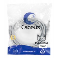 Cabeus PC-UTP-RJ45-Cat.5e-3m-LSZH Патч-корд U/UTP, категория 5е, 2xRJ45/8p8c, неэкранированный,серый