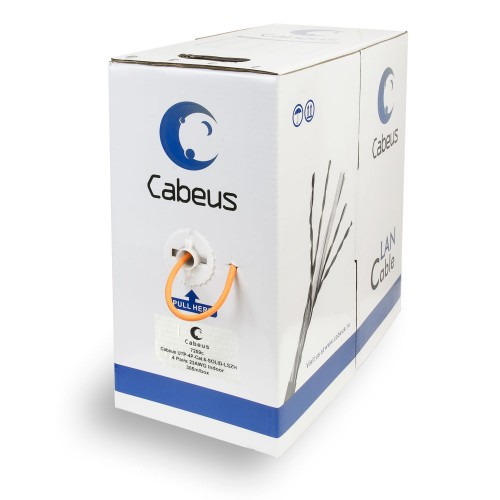 Cabeus UTP-4P-Cat.6-SOLID-LSZH Кабель витая пара UTP (U/UTP), категория 6, 4 пары 0,57мм (23 AWG), одножильный, LSZH (Low Smoke Zero Halogen) (305 м) UTP-4P-Cat.6-SOLID-LSZH