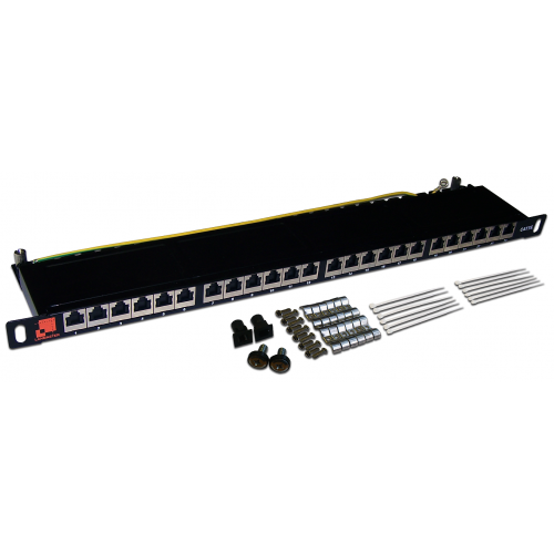 Патч-панель 19 " LANMASTER компактная 24 порта, STP, кат. 5E, 0.5U LAN-PPC24S5E