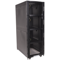 Шкаф LANMASTER DCS 42U 600x1070 мм, 4 секции, двери с перфорацией, с боковыми панелями, черный