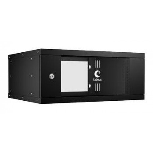 Cabeus WSC-05D-4U55/45-BK Шкаф телекоммуникационный настенный 19" 4U, серия LIGHT разборный, дверь стекло, цвет черный 10184c WSC-05D-4U55/45-BK