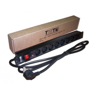 TWT-PDU19-16A8P-3.0 PDU Блок силовых розеток 19" 8 шт., 16A 250V, шнур питания 3.0 м TWT