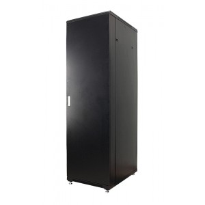 Шкаф серверный MDX 42U 600x1000, передняя и задняя дверь сплошная металл, ножки, черный 