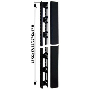 Кабельный органайзер вертикальный, 22U, для шкафов Business шириной 800 мм, металл, черный