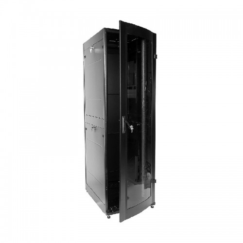 Шкаф ЦМО 19 " телекоммуникационный напольный ПРОФ универсальный 42U (600x800) дверь стекло, чёрный, в сборе ШТК-МП-42.6.8-1ААА-9005