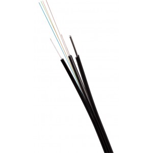 Дроп кабель с тросом 1 волокно SM G657 плоский внешний FTTH, PE, черный