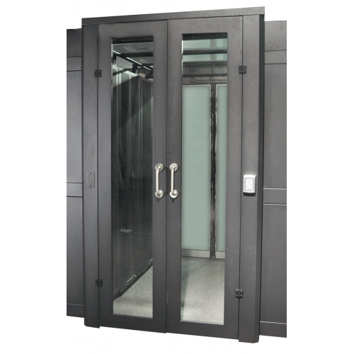 Распашные двери коридора 1200 мм для шкафов LANMASTER DCS 48U, стекло, без замка LAN-DC-HDRM-48Ux12