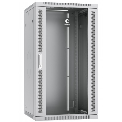 Шкаф 19" 22U 600x600 Cabeus телекоммуникационный настенный, дверь стекло, серый, разборный SH-05F-22U60/60
