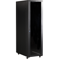 Шкаф напольный 37U 600x800 19" TWT, черный, передняя дверь стекло, задняя дверь распашная металл