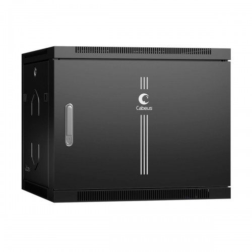 Шкаф 19" 9U 600x600 Cabeus телекоммуникационный настенный, металлическая дверь, черный, разборный SH-05F-9U60/60m-BK
